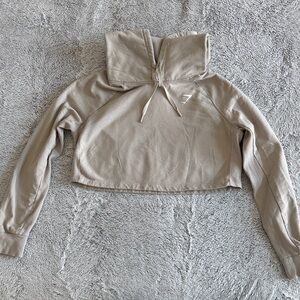 Gymshark Light Tan Cropped Hoodie